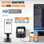 Zeitel® 40mm/s Faster Thermal Label Printer for Home Office Bluetooth Wireless Mini Printer Machine Inkless Portable Label Maker, Mobile & Desktop Compatible, with 1 Roll 30x40mm Sticker Lables