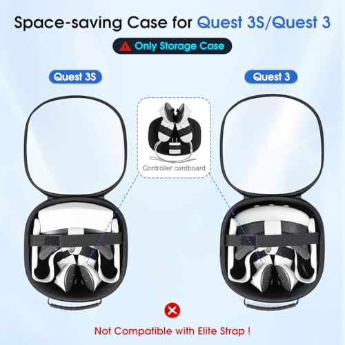 ZORBES® Travel Case for Meta Quest 3S VR Headset Portable Carrying Case with Handle Transparent Protective Case Headset Controller Grips Charger Accessories Bag for Meta Quest 3S, 23x12x23cm