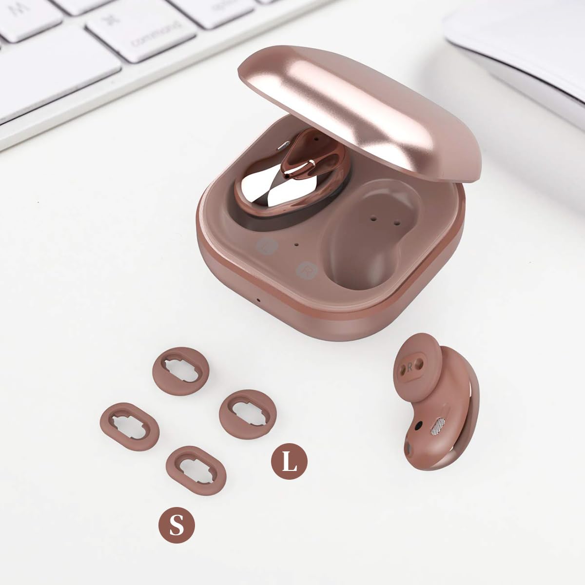 Verilux Earbuds Tips for Galaxy Buds Live with Non Slip Design and 6 Pairs Silicone Fit | Brown