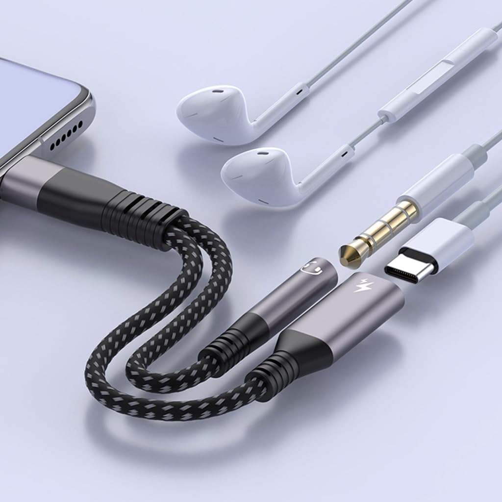 Verilux® USB C Charging Cable 2 in 1 USB C Audio Cable USB C to 3.5mm Jack Aux Cable PD 60W USB C Male to Female Charging Cable Car Audio Cable Compatible with i-Phone 16/15, Galaxy S24/S23 Ultra