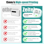 Zeitel® Mini Thermal Printer Pocket Label Printer, Black On White, 20mm/s High Speed USB Cordless Bluetooth Thermal Printer for iOS & Android, with 3 Rolls HD Thermal Print Paper
