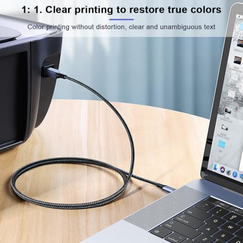 Verilux® 2 in 1 USB Printer Cable, 6.6FT/2M Dual USB A Male to USB B 2.0 Scanner Cable, 480 Mbps Data Transfer Computers for Gold Plated Printer Cable for HP, Canon, Dell, Epson, Lexmark