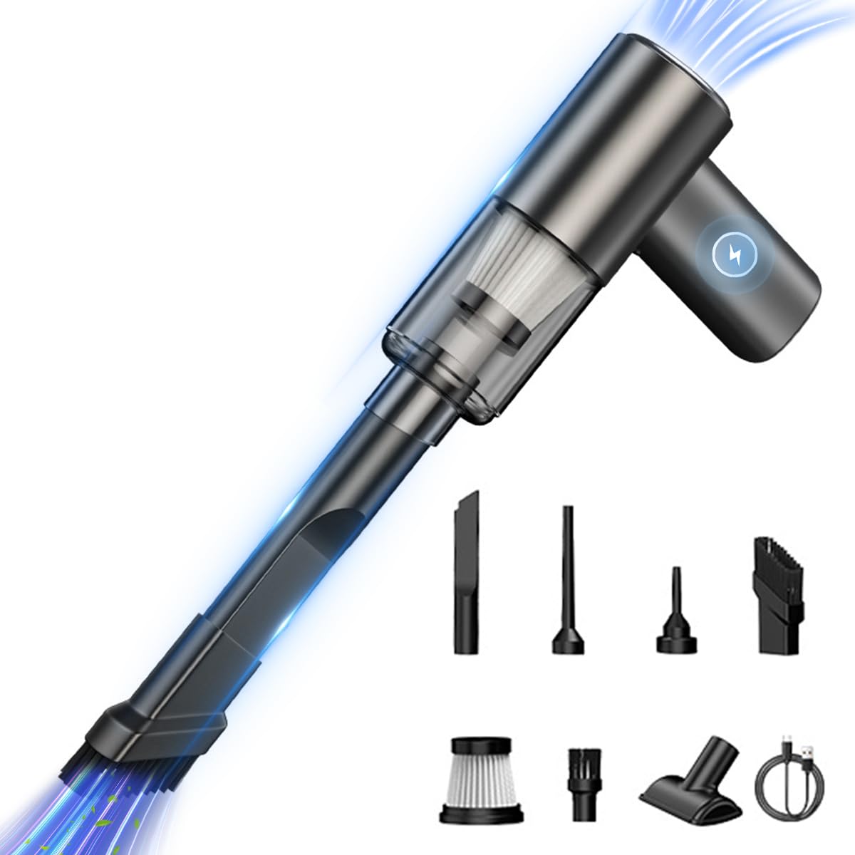 ZORBES® Electric Compressed Air Duster, 16000PA USB Rechargeable Handheld Cordless Air Duster, 120W 36000RPM Wireless Vacuum Cleaner, 2 IN 1 Keyboard Vacuum Cleaner Air Blower Dust Cleaner with Multi Nozzles