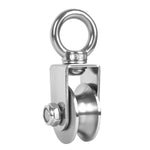 Serplex® 304 Stainless Steel Swivel Pulley, Heavy Duty U-Shaped Groove Single Pulley Block with 360° Rotating Eye Bolt, 3-10mm Wire Rope Cable Pulley for Lifting, Rigging, Marine, Garage & Outdoor Use