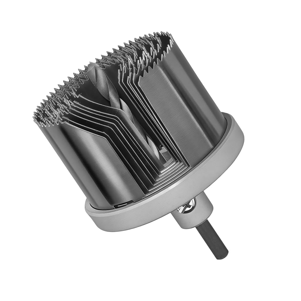 Serplex® Spring Steel Hole Saws Set, 45mm Depth Woodworking Hole Opener with 7Pcs 26mm-63mm Saw Blades for Drilling Hard or Soft Wood and Plasterboard, Silver