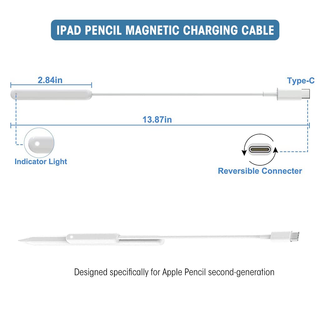 ZORBES® Magnet Charger for Apple Pencil 2nd Generation, Type C Charging Magnet Charger for Apple Pencil 2nd Generation, Not Include Apple Pencil 2nd Generation