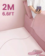 Verilux Type C to Type C Cable for Fast Charging and Data Transfer 6.6ft with Silicone Coating | Pink