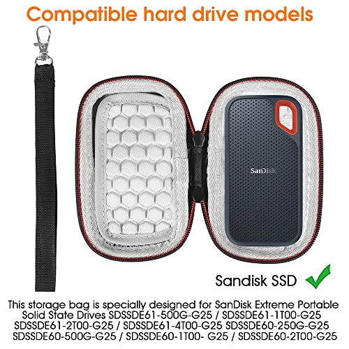 ZORBES® Hard Drive Storage Bag for SanDisk 500GB 250GB 1TB 2TB 4TB Portable SSD SDSSDE61 SDSSDE60 Black 3 PCS