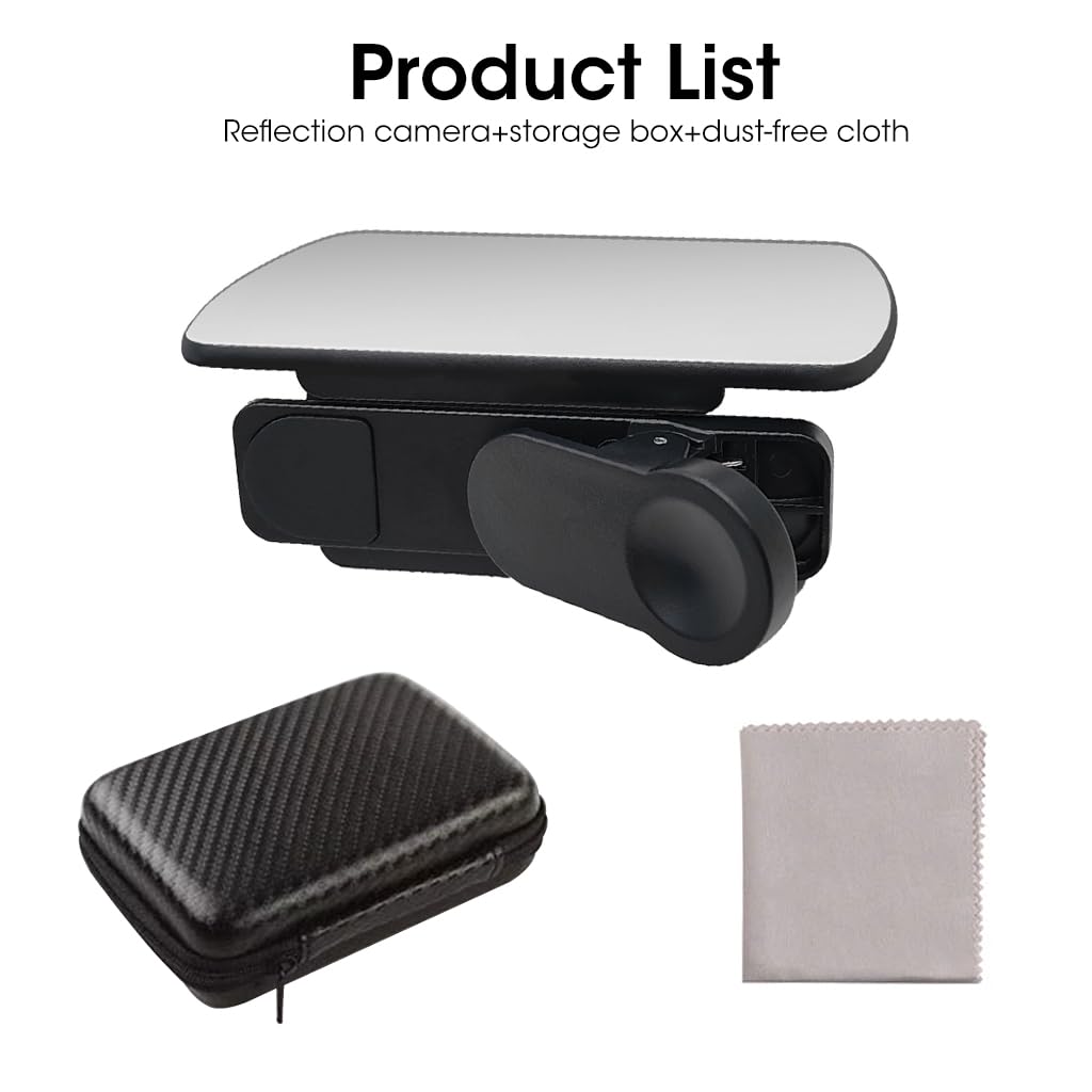 Zeitel® Smartphone Camera Reflection Mirror Clip Kit Mobile Phone Reflective Shooting Clip Sky Mirror Mobile Phone Reflective Camera Clip Reflector Adjustable Phone Camera Mirror Reflection Clip Kit