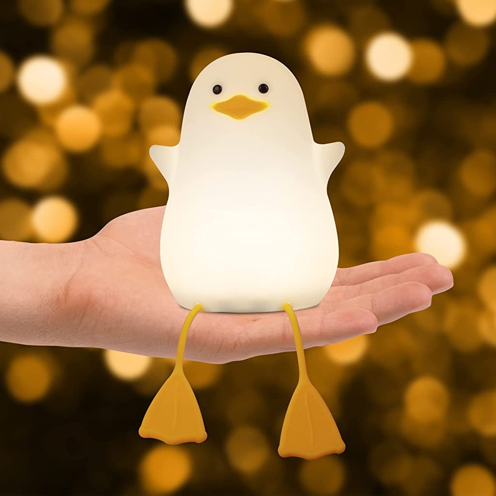 Verilux® Smile Duck Night Lights for Kids Cute Duck Night Light Soft Silione Lamp USB Rechargeable Nursery Night Light for Boys Girls Bedroom