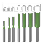 Serplex® 7PCS 1/4 Inch Shank Tungsten Carbide Double Single Flute Straight Dado Router Drill Bit Set Carpenter Tools Wood Work 3 4 5 6 8 10 12mm Cutting Diameter Trimming Cutter Woodworking