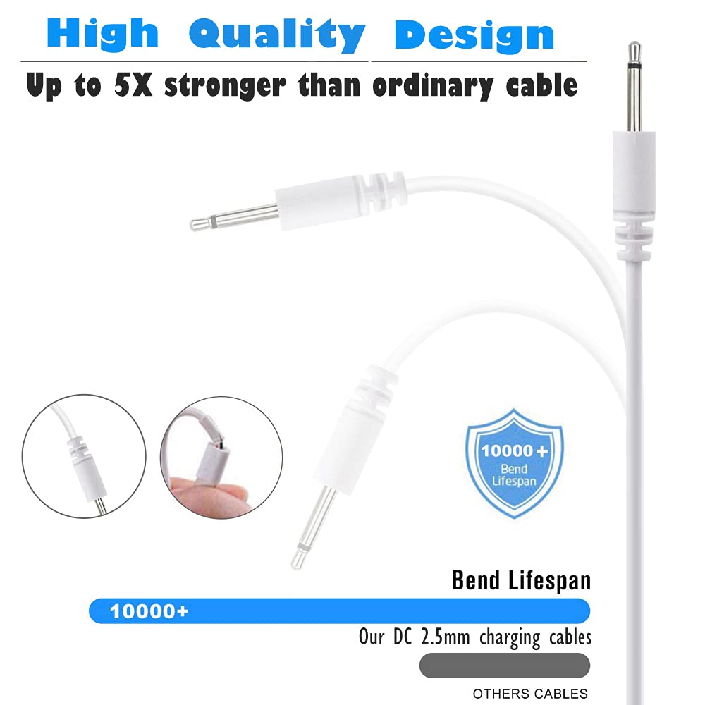 Verilux USB Charging Cable for 2.5mm Jack Beauty Devices featuring Copper Wire Core 80cm | Reliable DC Power Connection