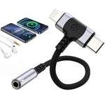 Verilux 2 in 1 Aux Audio Adapter for iPhone and Type C Devices featuring 48 KHz 24 bit Sound | Nylon Braid Plug and Play Design