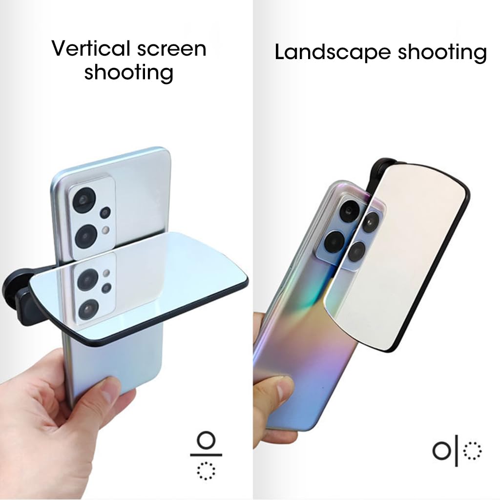 Zeitel® Smartphone Camera Reflection Mirror Clip Kit Mobile Phone Reflective Shooting Clip Sky Mirror Mobile Phone Reflective Camera Clip Reflector Adjustable Phone Camera Mirror Reflection Clip Kit