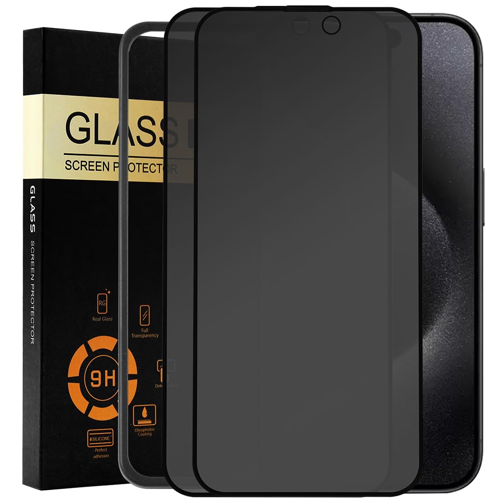ZORBES® Privacy Screen Protector Tempered Glass Screen Protector Matte for iPhone 15 Pro 6.1'' HD Anti-glare Screen Protector for iPhone 15 Pro 2Pcs