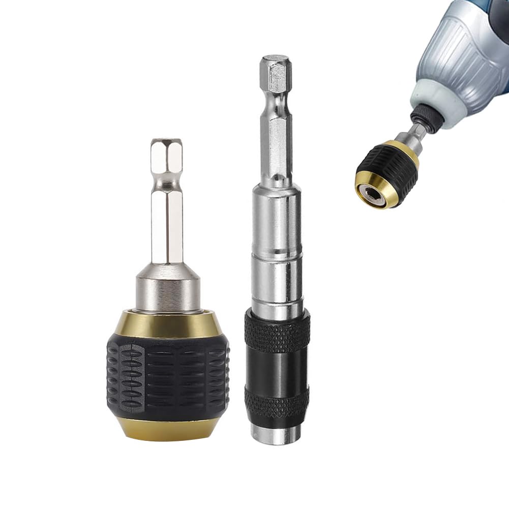 Serplex® 60mm Self-Locking Screwdriver Bit Holder Extension for Power Drill, 1/4 Inch Hex Shank Stainless Steel Quick-Release Chuck Adapter Connector, 20 Degree Pivot Tool for Construction & DIY