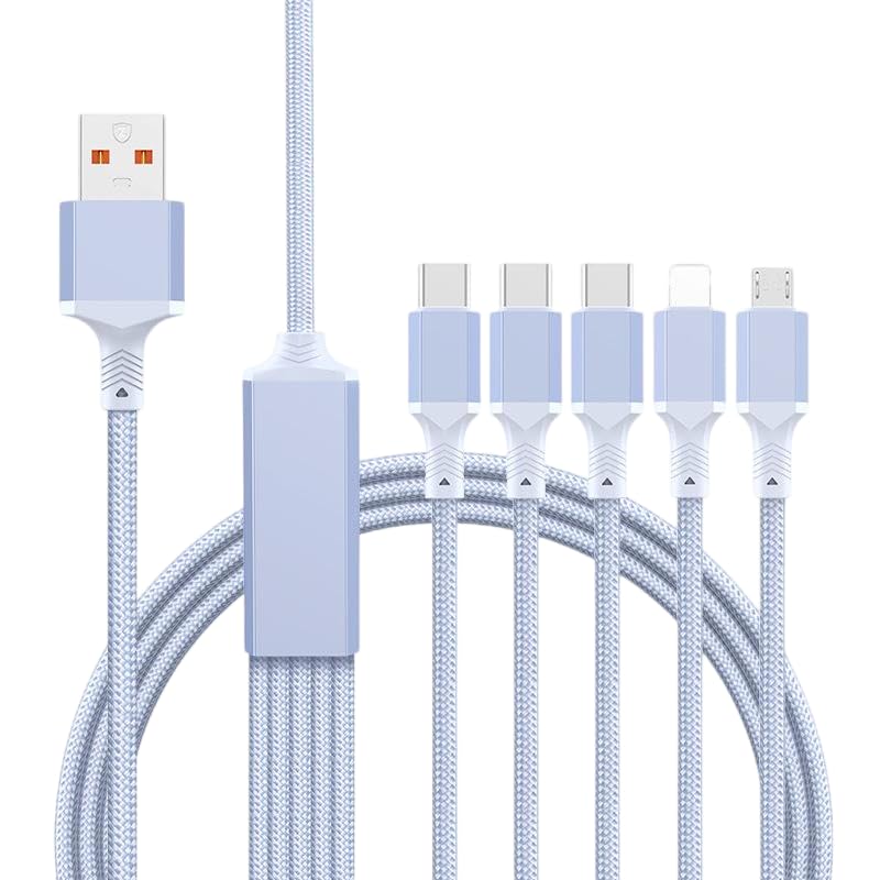 Verilux® 4FT Multi Charging Cable, USB C Splitter Cable, 5 in 1 Fast Charging Nylon