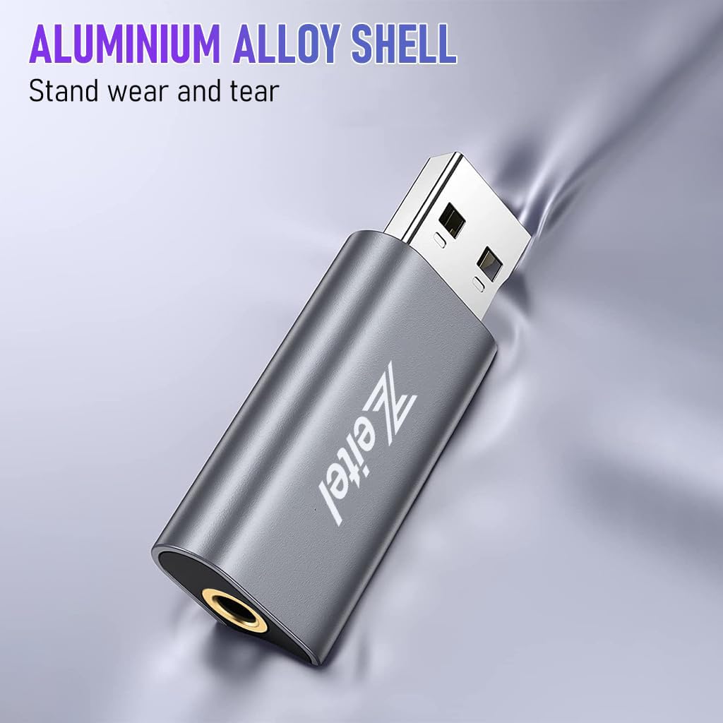 Verilux® USB Sound Card USB to 3.5mm Jack Audio Adapter(V Silver)