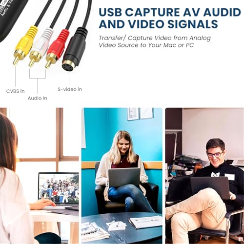 ZORBES® VHS to Digital Converter,USB2.0 Video Cpture Card,RCA AV to USB Audio Video Converter 1080P Capture Device Convert VHS VCR DVD Digital Adapter Compatible with Windows Mac OS