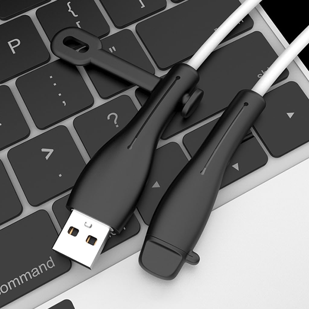 Verilux Silicone Charger Cable Protector 2 Pack for iPhone with Built In Cable Tie | Dustproof End Caps