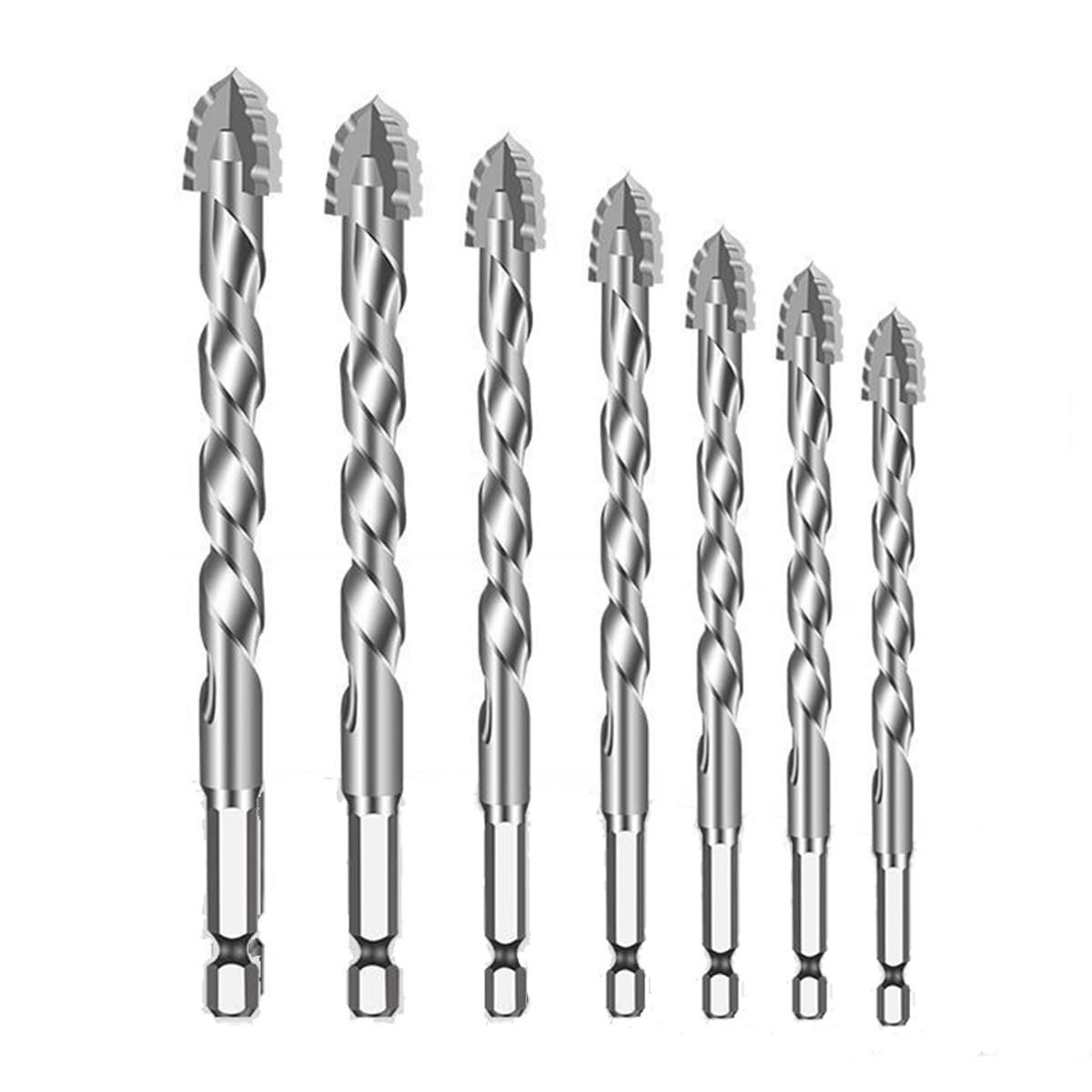 Serplex® Masonry Drill Bit Set 7-Piece Set (3/4/5/6/8/10/12mm) Concrete Drill Bit for Glass/Brick/Plastic/Wood/Tile/Etc,Industrial Strength Carbide Bits Tip High-Strength Twist