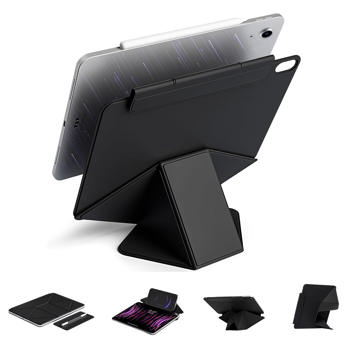 ZORBES® for iPad Air 11 Inch M3/M2 Tablet Case (2025/2024), for iPad Air 5th/4th Gen (2022/2020), Vertical Stand Cover, Multi Stand Angles, Ultra-Stable Case with Pencil Holder, Snap-on Magnetic Case