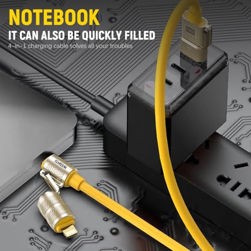 Verilux® 240W USB C 4 in 1 Fast Charging Cable 1.5m Silicone Multi Charging Zinc Alloy Metal Connectors Universal for Phone Tablet 2PCS