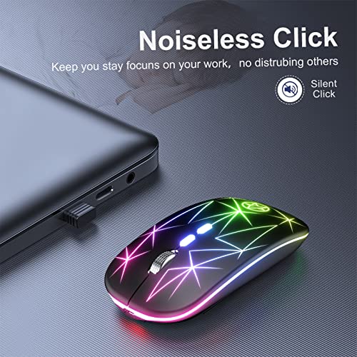 Verilux Wireless Mouse with Adjustable 800 1200 1600 DPI and RGB Backlit LED for Laptop PC