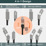 4 in 1 USB/Type C to USB C/Light- ning Charging Cable