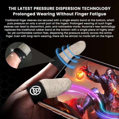 ZORBES® 12PCS Gaming Finger Sleeves, Cot Gaming Finger Sleeves, High Sensitivity Silver Fiber Gaming Finger Sleeves for Mobile Game, Pubg, Cod, Freefire & Fortnite