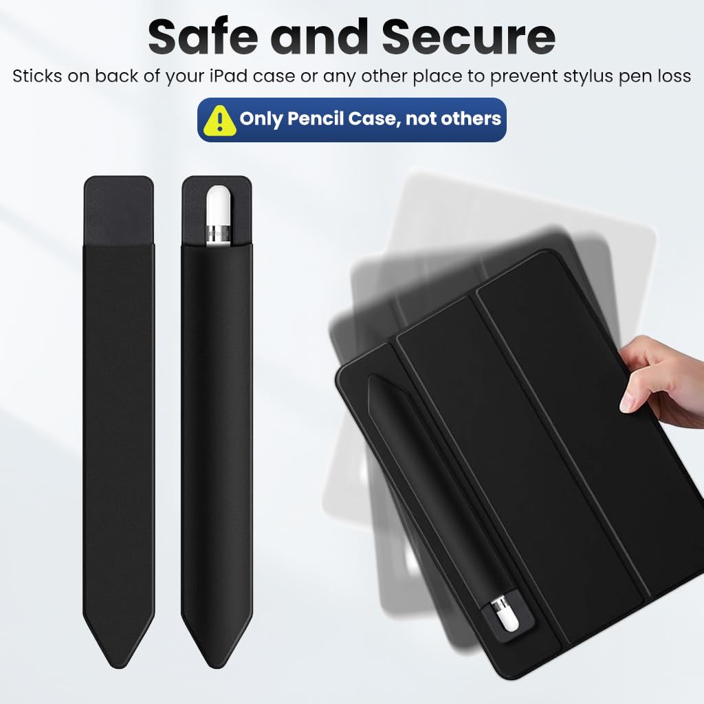 Verilux Stylus Pen Sleeve for Laptop Case Travel with Self Adhesive Backing | Black 19.2x2.8cm Elastic Lycra Pocket