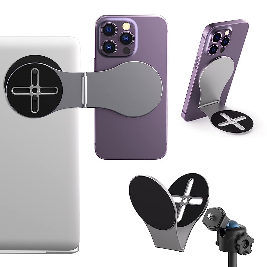 Verilux Magnetic Phone Holder for Laptop with 1/4 inch Tripod Mount and Foldable Stand | Magsafe Compatible