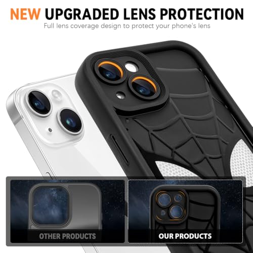 ZORBES® Compatible with Phone 15 Case Cartoon Soft Silicone Anti-Scratch Bumper Enhanced Camera Lens Stylish for iPhone 15 2 PCS Black