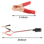 12V 24V Female Car Cigarette Lighter Socket to Battery Clips Connector (1FT)