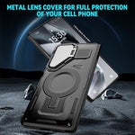 ZORBES® Cover for Samsung Galaxy S24 Ultra with Stand Military Grade Drop Tested Shockproof Protective TPU Magnetic Ring Wireless Charging Case Kickstand Black 3 PCS