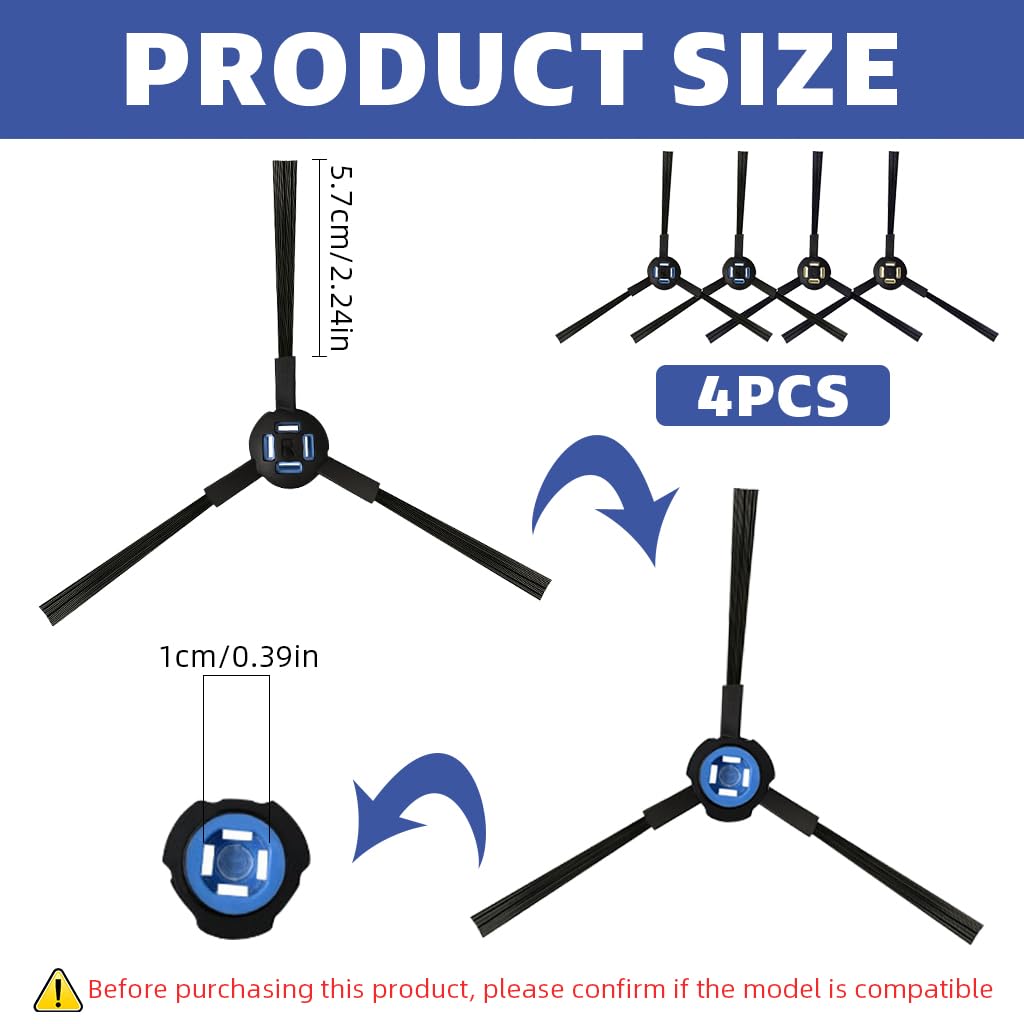 Verilux® Side Brushes for ILIFE Robot Vacuum Cleaner Anti-Tangle Nylon Bristles Universal Spare Side Brushes Replacements Side Brushes for V3s Max/A7/A9/A9s/A80Plus/A10s/L100/B5max/X787/X800