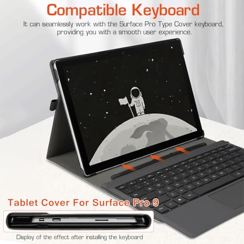 ZORBES® Tablet Cover for Surface Pro 9 10 11 13 inch PU Leather Case 2 in 1 with Anti-Slip Lining Stylus Pen Design Fashion Embossing 2PCS