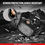 ZORBES® Compatible with Apple Watch 45mm/44mm Watch Band with Case Bumper Band Adjustable Waterproof TPU Watch Strap for Apple Watch SE/4/5/6/7, for Men and Women, Black