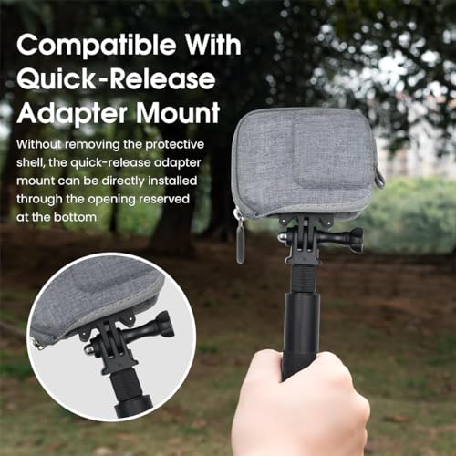 ZORBES® Carry Case for Insta360 Ace Pro Action Camera EVA Hard Anti-Scratch Carrying with Carabiner Dual Zipper Protective Compatible Mount Attachment Gray 3 PCS