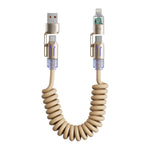 Verilux® 4-in-1 USB to Type C Cable for iPhone 17/16/15/14, PD 240W Type C Cable Fast Charging with 480Mbps Data Transfer, Fashion Retractable Lighting Cable Design for Home, Car, Travel, Office, Gold