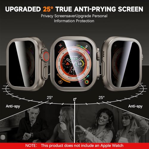 ZORBES® 2 Pack for Apple Watch Ultra 2 / Ultra 1 Screen Protector 49mm, 25 Degree Privacy 9H Tempered Glass Titanium Alloy Frame Touch Sensitive Waterproof HD Glass Film for iWatch Ultra 49mm