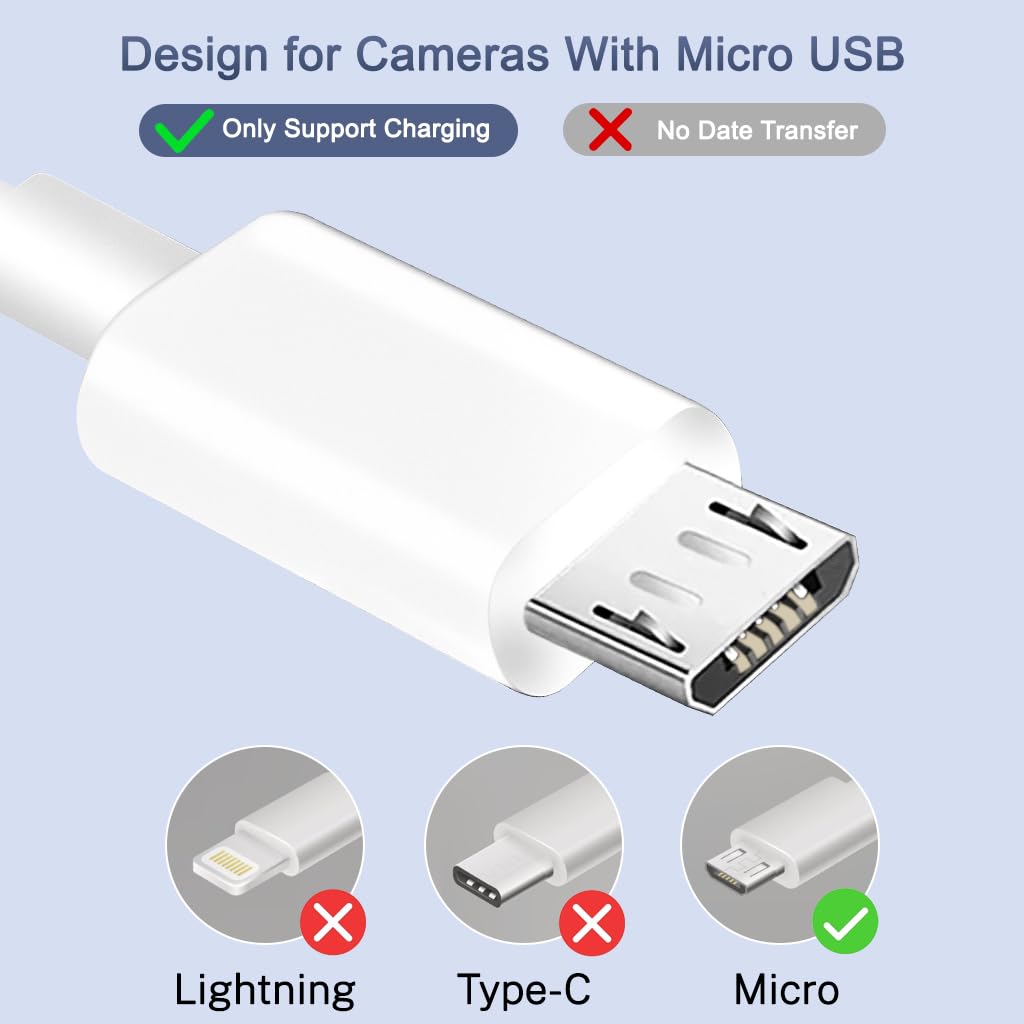 Verilux Micro USB Extension Cable for Security Cameras with Reinforced Connectors 19.6 ft | Stable Power Supply