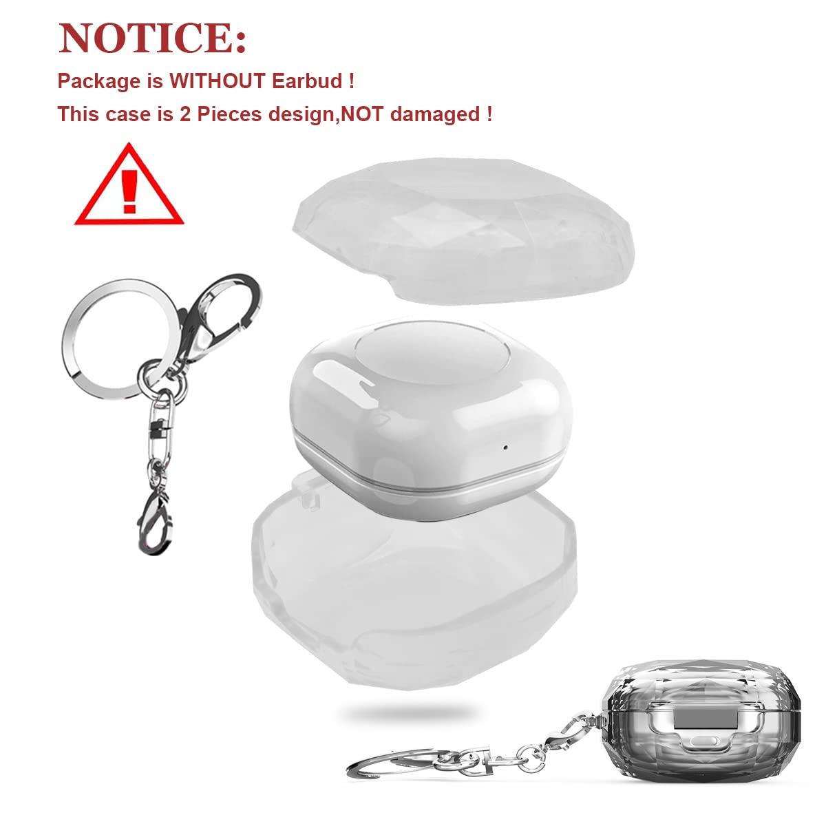 ZORBES® Fashion Hard Protective Cover for Samsung Galaxy Buds Pro(2021),Galaxy Buds 2,Galaxy Buds Live (2020),Shockproof for Creative Geometric Diamond Cut Design(Transparent) (Transparent)