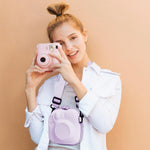 ZORBES® Camera Case for Fujifilm Instax Kawaii Camera Carry Zipper Bag Portable Hard Cover PU Protective Camera Zipper Case Bag with Shoulder Strap Universal Camera Case, 14x8.5x14cm