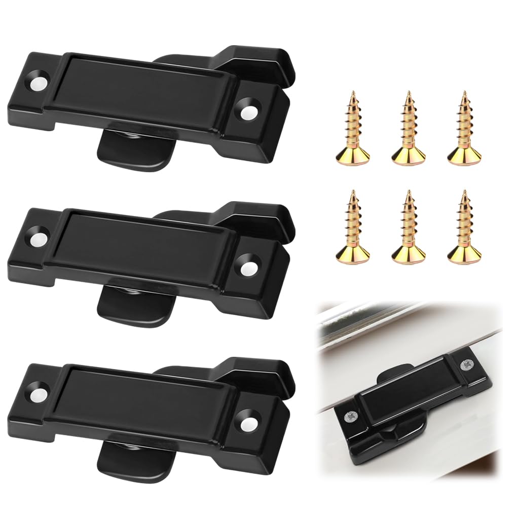 Serplex® Sliding Window Locks 3 Pack with Screws, Child Proof Sash Window Locks Compatible with Vertical & Horizontal Sliding Window, Universal Window Safety Locks for Home Security & Protection