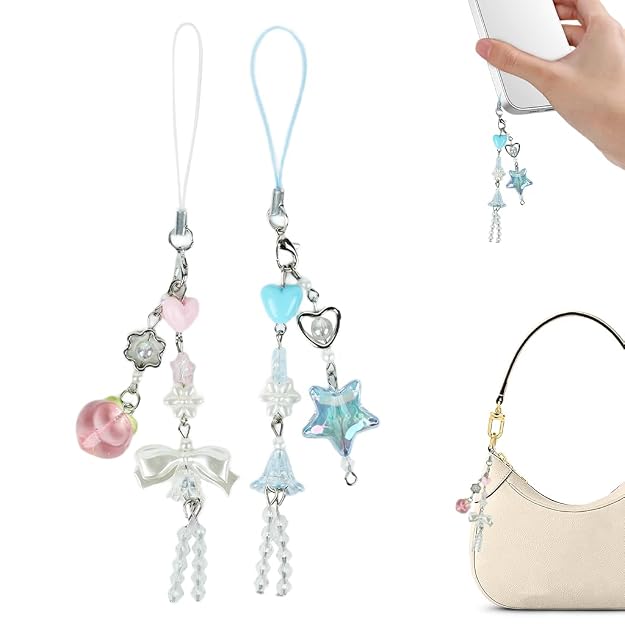 ZORBES Y2K Strawberry Beaded Keychain Charm