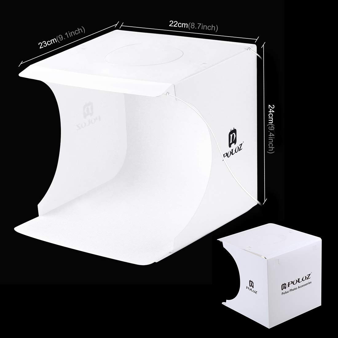 Verilux Photo Studio Light Box for Small Products with 2 LED Strips and 2 Backdrops | Foldable PET Softbox 23×22×24cm