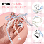 ZORBES® 4PCS Pearl Bow Charms Ribbon Bag Keychain Sweetly Stylish Beading Decorative Handbag Keyring Phone Sling Strap