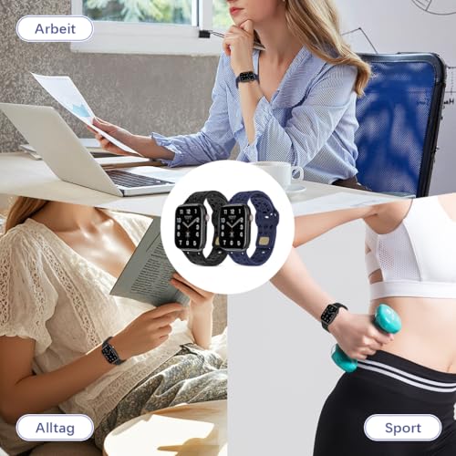 ZORBES® 2 PCS Watch Band Compatible with Apple Watch Ultra 2/Ultra Band 42/44/45/49/46mm, Soft Silicone Replacement Bands for iWatch Series 9 8 7 6 5 4 3 2 1 SE (Watch Not Included)