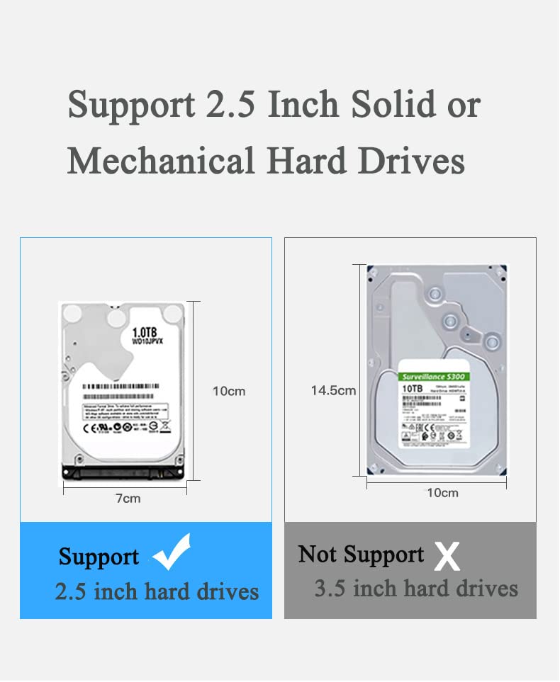 Verilux Hard Drive Enclosure for 2.5 Inch SSD and HDD featuring Tool Free Design | USB 3.0 SATA Case